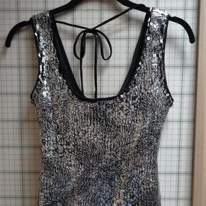 Silver and Black Sequin Party Dress